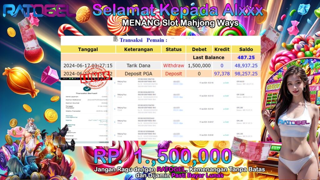 BUKTI JACKPOT SLOT MAHJONG WAYS TERPERCAYA DI INDONESIA TGL 17-06-2024