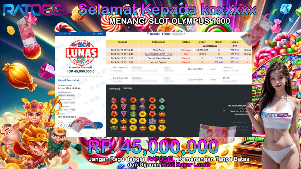 BUKTI JACKPOT SLOT GATES OF OLYMPUS 1000 TERPERCAYA DI INDONESIA TGL 22-06-2024