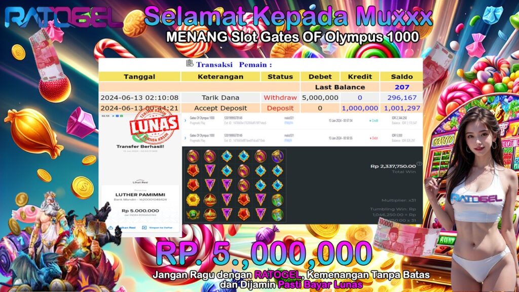 BUKTI JACKPOT SLOT GATES OF OLYMPUS 1000 TERPERCAYA DI INDONESIA TGL 13-06-2024