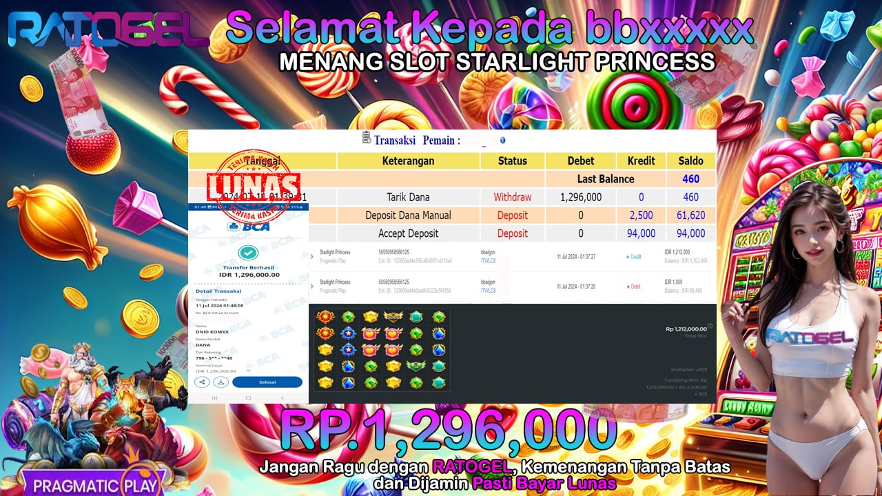 BUKTI JACKPOT SLOT STARLIGHT PRINCESS TERPERCAYA DI INDONESIA TGL 11-07-2024