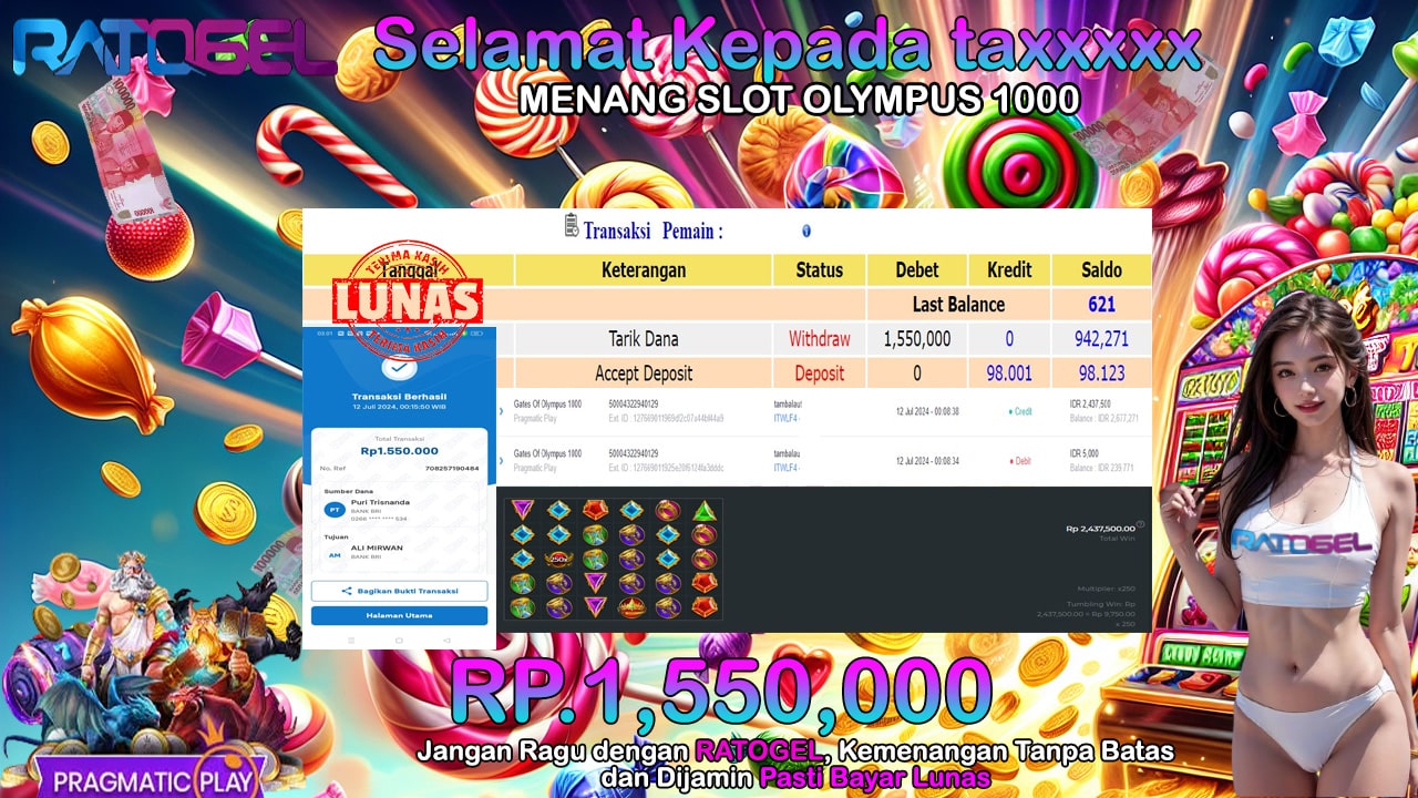 BUKTI JACKPOT SLOT GATES OF OLYMPUS 1000 TERPERCAYA DI INDONESIA TGL 12-07-2024