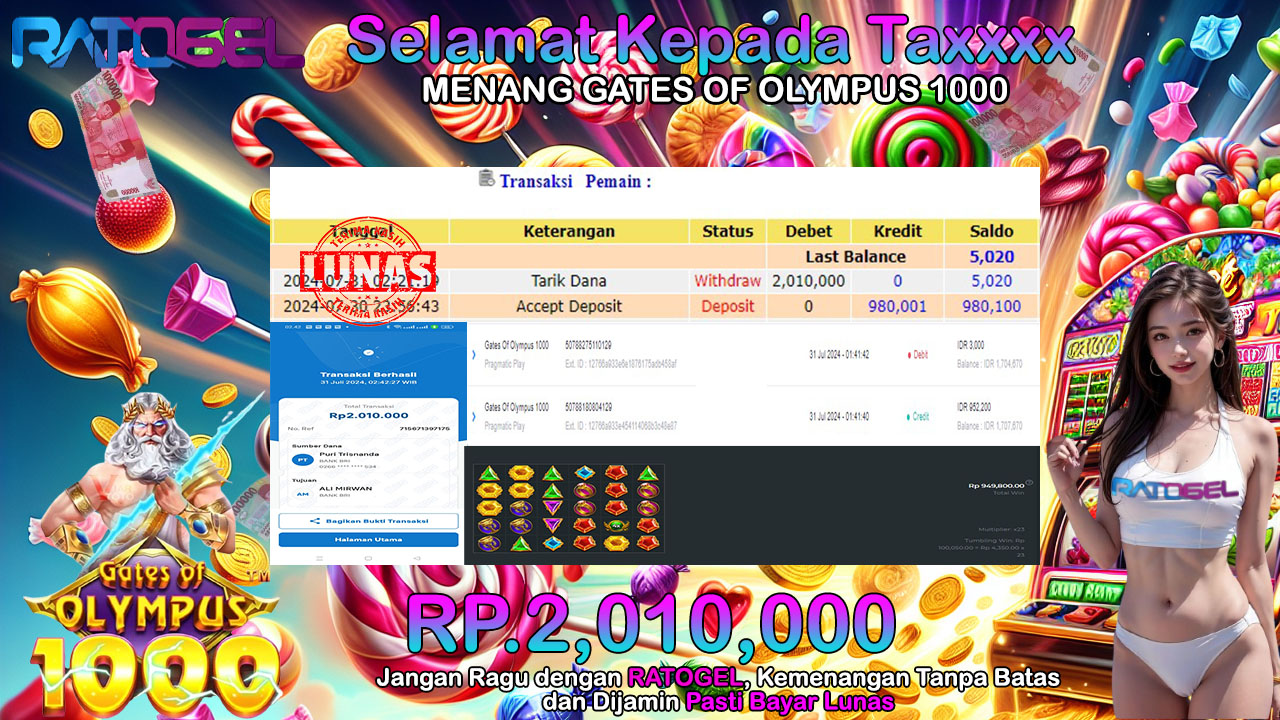 BUKTI JACKPOT SLOT GATES OF OLYMPUS 1000 TERPERCAYA DI INDONESIA TGL 31-07-2024