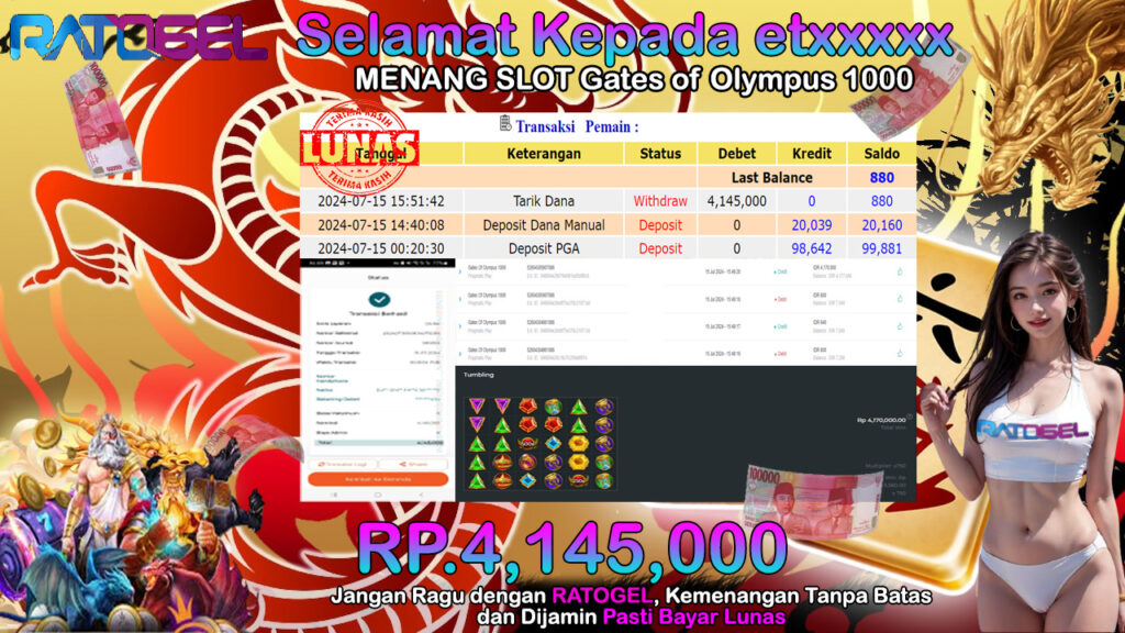 BUKTI JACKPOT SLOT GATES OF OLYMPUS 1000 TERPERCAYA DI INDONESIA TGL 15-07-2024