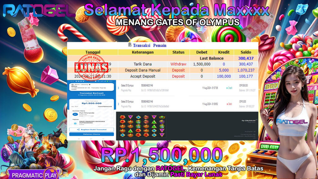 BUKTI JACKPOT SLOT GATES OF OLYMPUS  TERPERCAYA DI INDONESIA TGL 11-08-2024