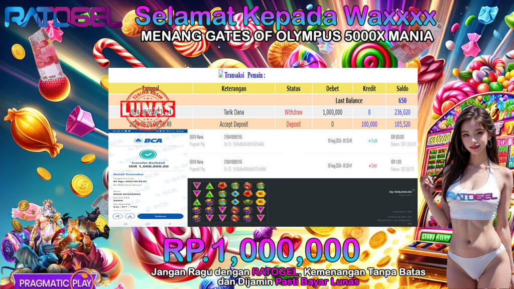 BUKTI JACKPOT SLOT GATES OF OLYMPUS 5000X MANIA TERPERCAYA DI INDONESIA TGL 05-08-2024