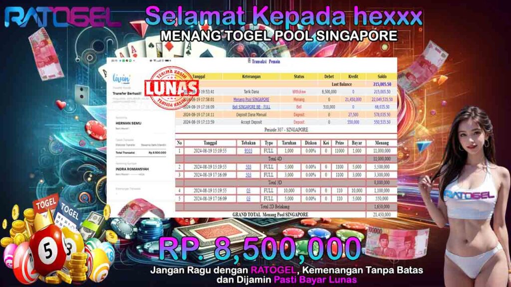 BUKTI JACKPOT TOGEL POOL SINGAPORE TERPERCAYA DI INDONESIA TGL 19-08-2024