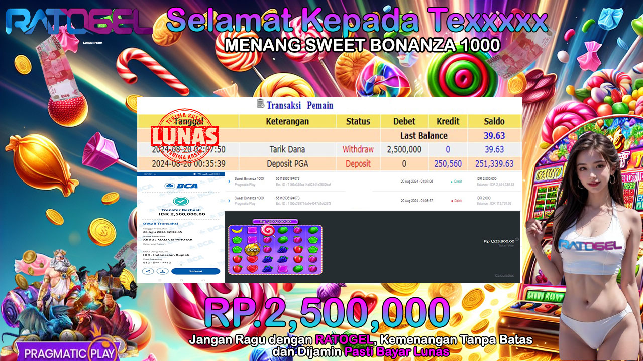 BUKTI JACKPOT SLOT SWEET BONANZA 1000  TERPERCAYA DI INDONESIA TGL 20-08-2024